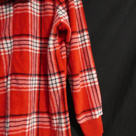 MIKK LOUNGE | xl - extra large | Plaid Fleece Zip-Up Front Closure Hooded Pajama - Picture 12 of 16